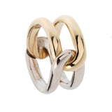 Cartier Vintage 18K Yellow & White Gold Interlocking Double Band Ring Sz 7 0003933