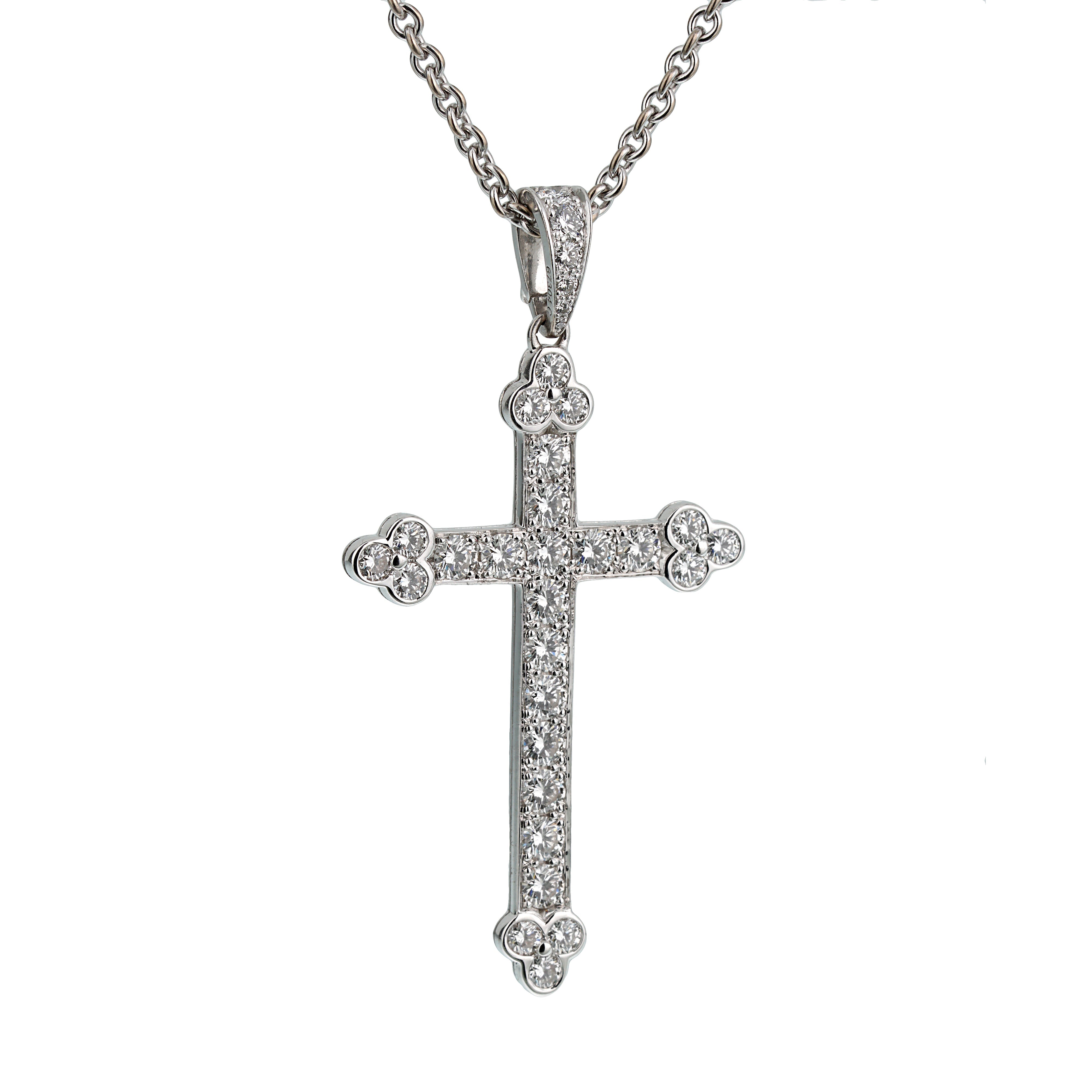 Cartier White Gold Diamond Cross Necklace Opulent Jewelers