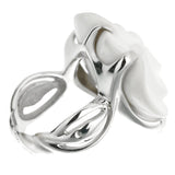 Chanel Camellia Large Agate White Gold Cocktial Ring 0003442