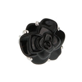 Chanel Camellia Large Onyx 18k White Gold Cocktail Ring Sz 5 1/2 0003906