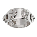 Chanel Camellia Lucky Charm 18k White Gold Diamond Band Ring