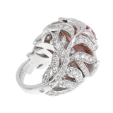 Chanel Plume Diamond, Spinel, & Morganite Cocktail Ring in 18k White Gold – Size 6 0003879