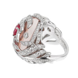 Chanel Plume Diamond, Spinel, & Morganite Cocktail Ring in 18k White Gold – Size 6