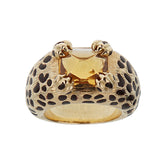 Dior Leopard 18k Yellow Gold Citrine Enamel Cocktail Ring