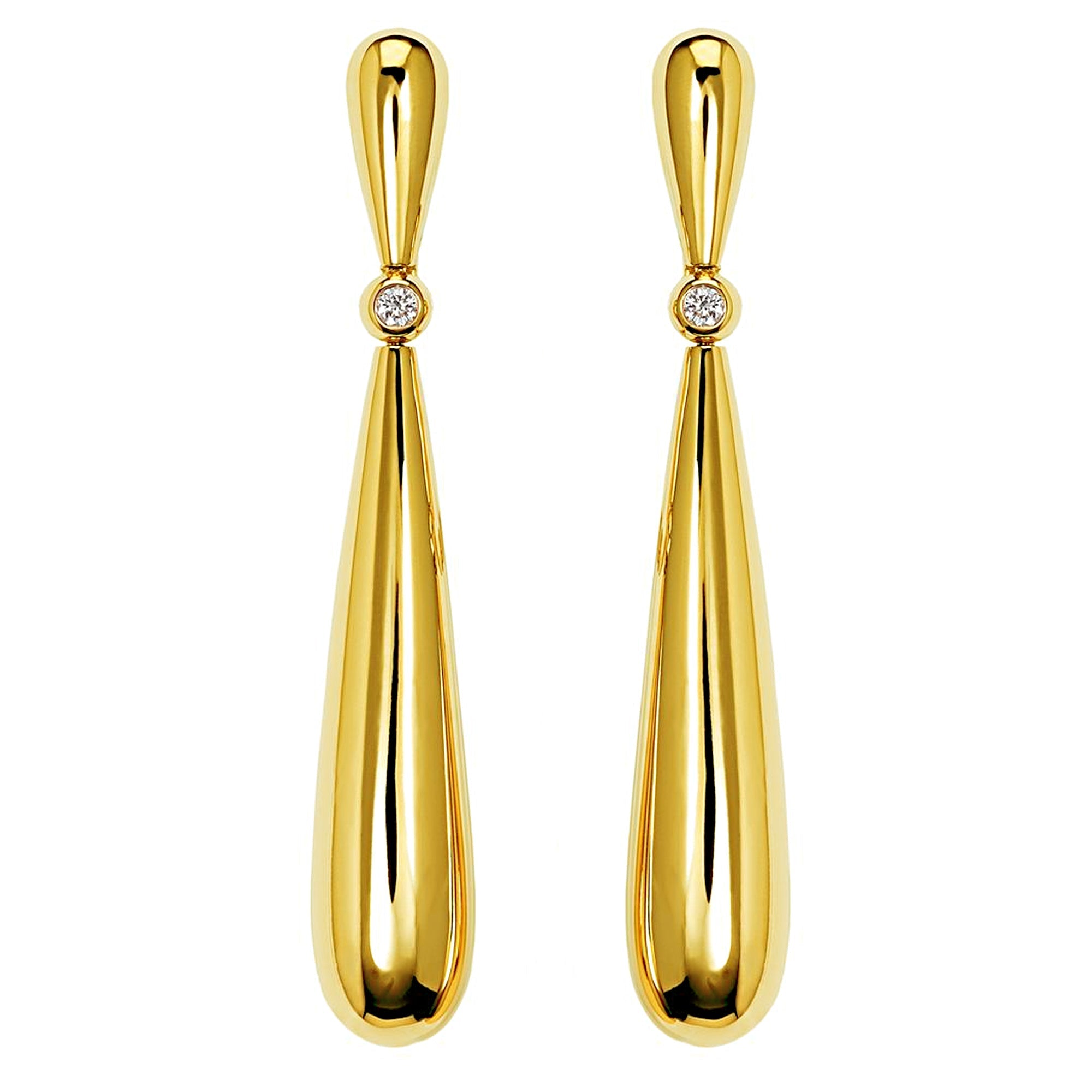 De Grisogono Gocce 18k Yellow Gold Diamond Drop Earrings – Opulent