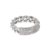 Dior 18K White Gold Diamond Gourmette Chain Link Ring 0004042