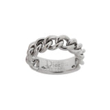 Dior 18K White Gold Diamond Gourmette Chain Link Ring 0004042