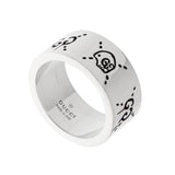 Gucci Ghost Skull & GG Sterling Silver Band Ring - Sz 5 3/4 0003761