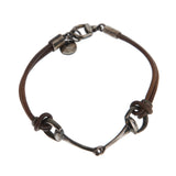 Gucci Horsebit Aged Sterling Silver Brown Leather Bracelet – 7 1/2" 0003742