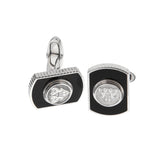 Gucci Sterling Silver Black Enamel Crest Cufflinks 0003837