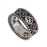 Gucci Sterling Silver Interlocking G Flower Band Ring Sz 6 1/2 0003726