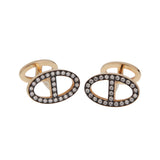 Hermes Chaine d'Ancre Diamond 18k Rose Gold Cufflinks 0003973