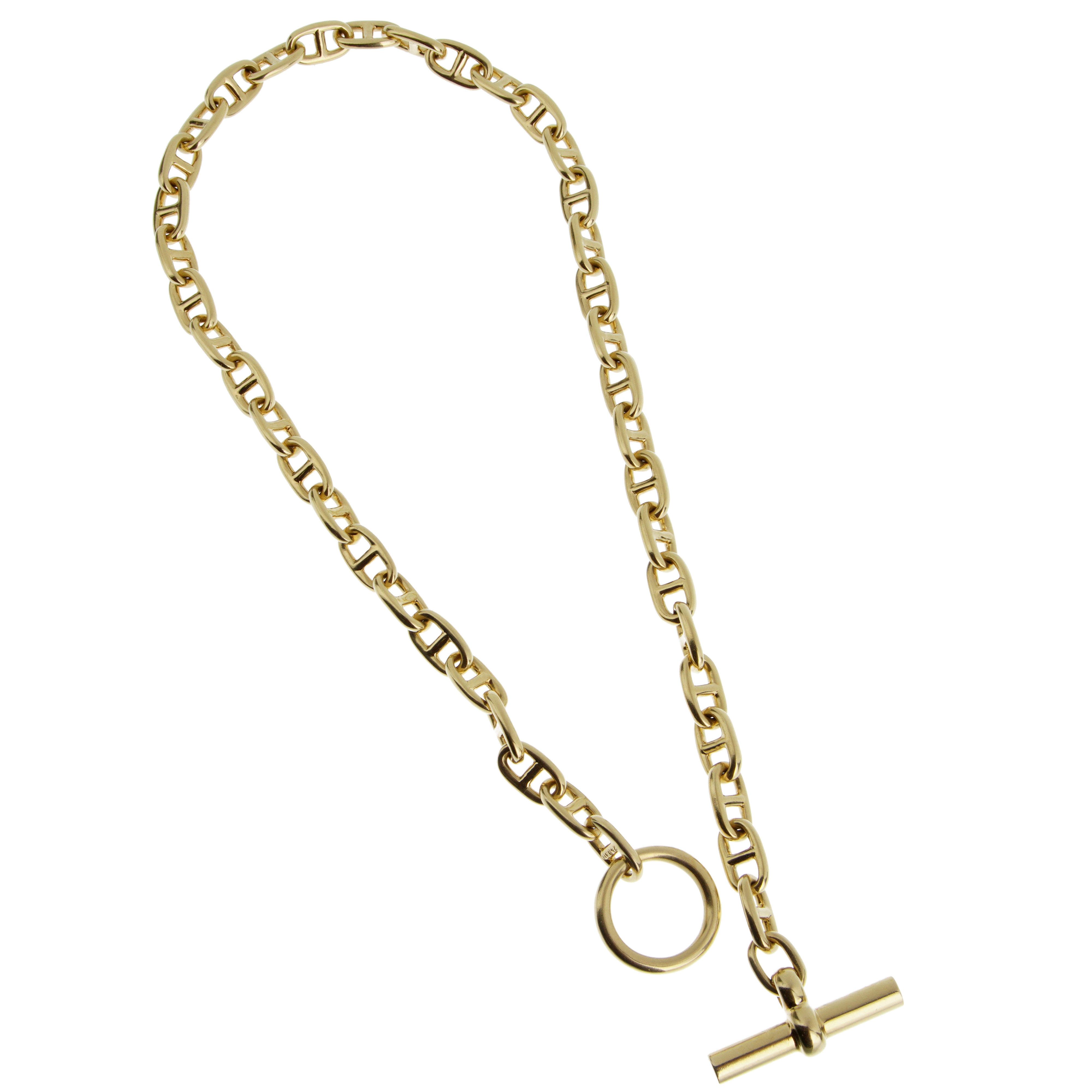 CHANEL Gold Metal Quilted Flap Bag Charm Chain Link Necklace