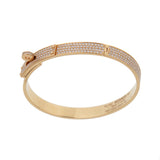 Hermes Kelly 18K Rose Gold Full Pave Diamond Bangle Bracelet Size SH 0003935
