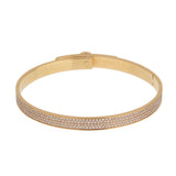 Hermes Kelly 18K Rose Gold Full Pave Diamond Bangle Bracelet Size SH 0003935