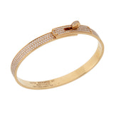 Hermes Kelly 18K Rose Gold Full Pave Diamond Bangle Bracelet Size SH 0003935