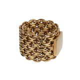 Hermes Vintage Chain 18k Yellow Gold Band Ring Sz 7 0003891