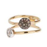 Pomellato Sabbia 18k Rose Gold Brown & White Diamond Cocktail Ring Sz 5