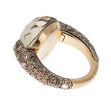 Pomellato Tango Smoky Quartz 18k Rose Gold Diamond Cocktail Ring Sz 8