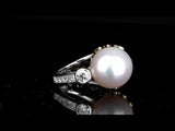 Chanel South Sea Pearl Tourmaline Diamond 18k White Gold Ring