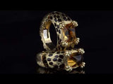 Dior Leopard Enamel & Citrine 18k Yellow Gold Hoop Earrings