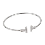 Tiffany & Co. T Diamond Wire Bracelet 18k White Gold Medium 0004196