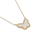 Van Cleef & Arpels Lucky Alhambra Butterfly Mother of Pearl Pendant Necklace 18k Yellow Gold 0004178