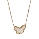 Van Cleef & Arpels Lucky Alhambra Butterfly Mother of Pearl Pendant Necklace 18k Yellow Gold 0004178