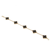Van Cleef & Arpels Vintage Alhambra 18k Yellow Gold Bracelet, 5 Motifs Onyx 0003984