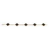 Van Cleef & Arpels Vintage Alhambra 18k Yellow Gold Bracelet, 5 Motifs Onyx 0003984