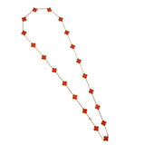 Van Cleef & Arpels Vintage Alhambra 20 Motif Carnelian Yellow Gold Necklace 0004141