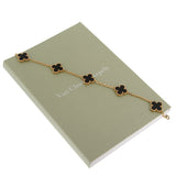 Van Cleef & Arpels Vintage Alhambra 5 Motif 18k Yellow Gold Onyx Bracelet 0003954