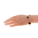 Van Cleef & Arpels Vintage Alhambra 5 Motif 18k Yellow Gold Onyx Bracelet 0003954