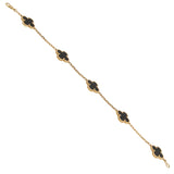 Van Cleef & Arpels Vintage Alhambra 5 Motif 18k Yellow Gold Onyx Bracelet 0003954