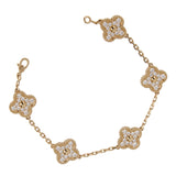 Van Cleef & Arpels Vintage Alhambra 5-Motif Diamond 18k Yellow Gold Bracelet 0004004
