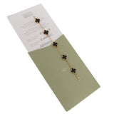 Van Cleef & Arpels Vintage Alhambra 5 Motif Onyx Bracelet 18K Yellow Gold 0004153