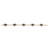 Van Cleef & Arpels Vintage Alhambra 5 Motif Onyx Bracelet 18K Yellow Gold 0004153