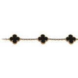 Van Cleef & Arpels Vintage Alhambra 5 Motif Onyx Bracelet 18K Yellow Gold 0004153