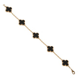 Van Cleef & Arpels Vintage Alhambra 5 Motif Onyx Bracelet in 18k Yellow Gold 0004079