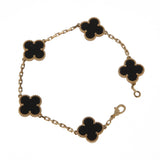 Van Cleef & Arpels Vintage Alhambra 5 Motif Onyx Bracelet in 18k Yellow Gold 0004079