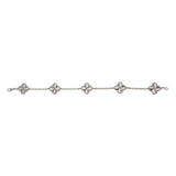 Van Cleef & Arpels Vintage Alhambra Bracelet 5 Motifs 18K White Gold Guilloche 0004122