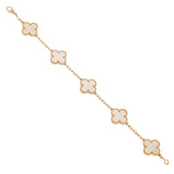 Van Cleef & Arpels Vintage Alhambra Bracelet 5 Motifs 18K Yellow Gold Mother-of-Pearl 0003995