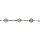 Van Cleef & Arpels Vintage Alhambra Guilloche 5 Motif Bracelet 18K White Gold 0004150