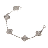 Van Cleef & Arpels Vintage Alhambra Guilloche 5 Motif Bracelet 18K White Gold 0004150