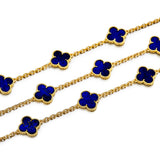 Van Cleef & Arpels Vintage Alhambra Lapis Lazuli 20 Motif Necklace 18K Yellow Gold 1lp747