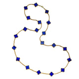Van Cleef & Arpels Vintage Alhambra Lapis Lazuli 20 Motif Necklace 18K Yellow Gold 1lp747