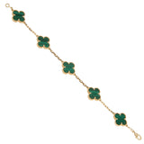 Van Cleef & Arpels Vintage Alhambra Malachite 18k Yellow Gold Bracelet 0003963