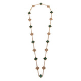 Van Cleef Arpels Vintage Alhambra Malachite Diamond Long Necklace 20 Motifs 0004021