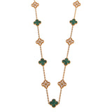 Van Cleef Arpels Vintage Alhambra Malachite Diamond Long Necklace 20 Motifs 0004021