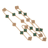 Van Cleef Arpels Vintage Alhambra Malachite Diamond Long Necklace 20 Motifs 0004021